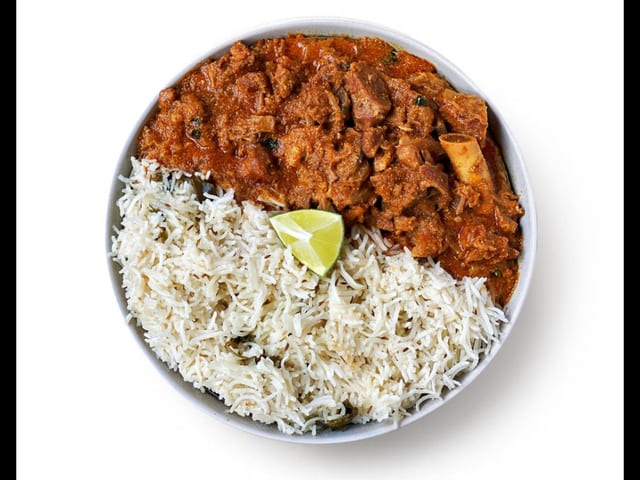 Bagara Rice with Goat Curry.