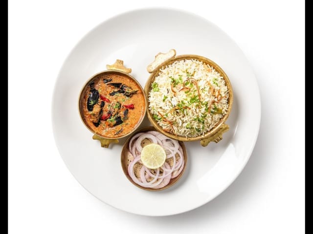 Bagara Rice with Guthi Vankaya.